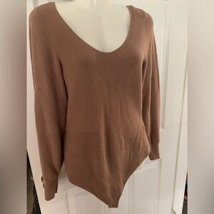 Abercrombie & Fitch Brown Sweater Bodysuit w/ t-back snap crotch. Curved neck